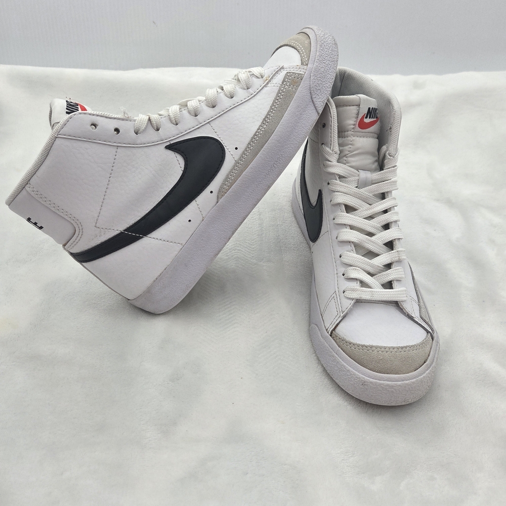 Nike Blazer Mid White Black Leather High Top Sneakers Youth‎ 6Y Unisex - Picture 4 of 11
